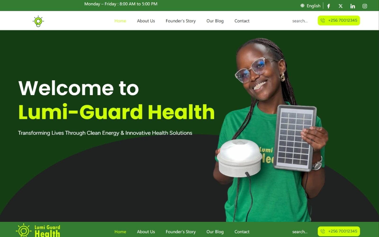 Lumi Guard Health homepage as it appears on desktop, above the fold