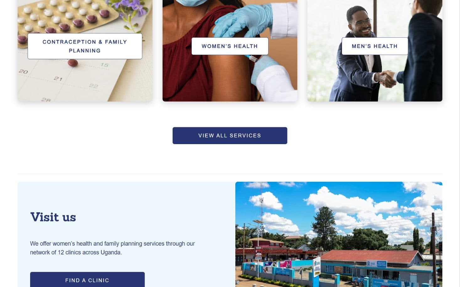 Marie Stopes Uganda homepage, a section further down the page